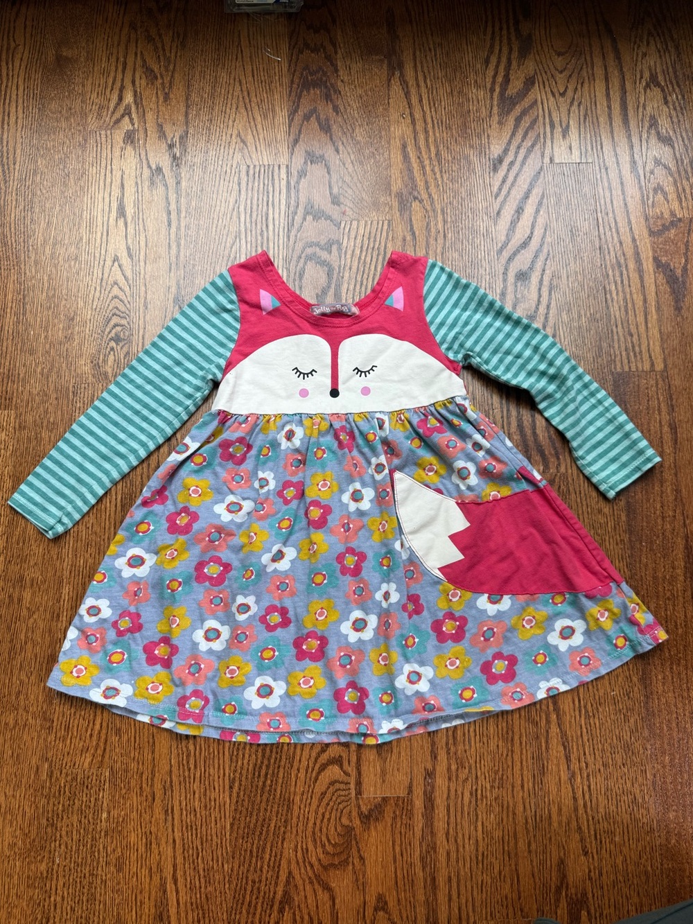 Jelly the Pug Fox Floral Dress 3T